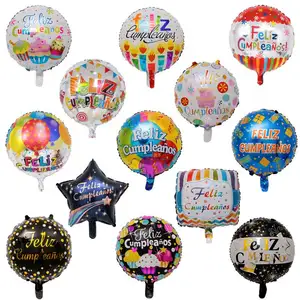 18 polegadas Espanhol Feliz Aniversário Foil Balloons Party Decoration Alumínio Foil Balloon