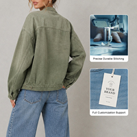 Chaqueta vaquera personalizada para mujer, color verde, manga larga, para pedidos al por mayor