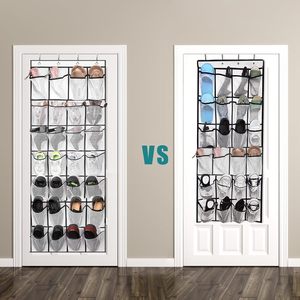 28 Pocket Over The Door <b>Shoe</b> Organizer Hanging Clear <b>Storage</b> Rack For Closet <b>Shoes</b> Minimalist Design - Product Image 5