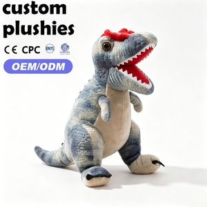 Peluche de Dinosaurio <span class=keywords><strong>Velociraptor</strong></span> Azul Grisáceo Personalizado de Fábrica con Cresta Roja en la Cabeza para Tiendas de Regalos al por Mayor - Product Image 2