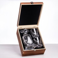 Caja de Madera Ecológica para Regalo, Juego de 3 Piezas de Decantador de Whisky y Copas de Vino, Diseño Moderno y Lujoso, Capacidad de 25 oz