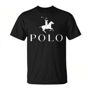 T-shirt d'équitation Polo en coton noir unisexe taille adulte S M L XL XXL - Product Image 3