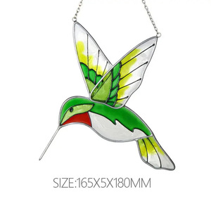 Customizable Modern Design Cross-Border Hummingbird Sun Catcher Colorful Glass Hanging Outdoor <b>Home</b> Panel Stained Glass Panels - Product Image 4