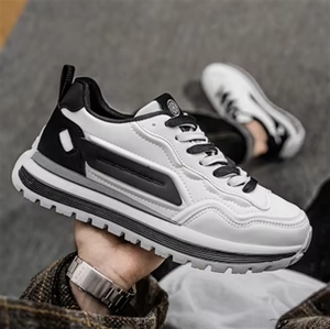 2025 New Men's Casual Genuine Leather Sports <b>Shoes</b> Trendy Thick Soled Cushioning Heart Pattern <b>Height</b> <b>Increasing</b> Chunky Dad - Product Image 3