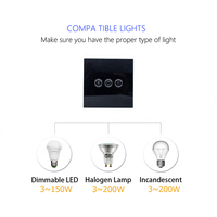 Bilihondim Zigbee 1 canal, variateur tactile noir, sans fil neutre, compatible Google Assistant, interrupteurs muraux à écran tactile
