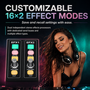 Mixer Digital Profissional MX2010 de 20 Canais com 16 Entradas de Microfone, Tela Touch de 7 Polegadas, Controle Remoto WiFi e Console de Mixagem de Áudio USB - Product Image 5
