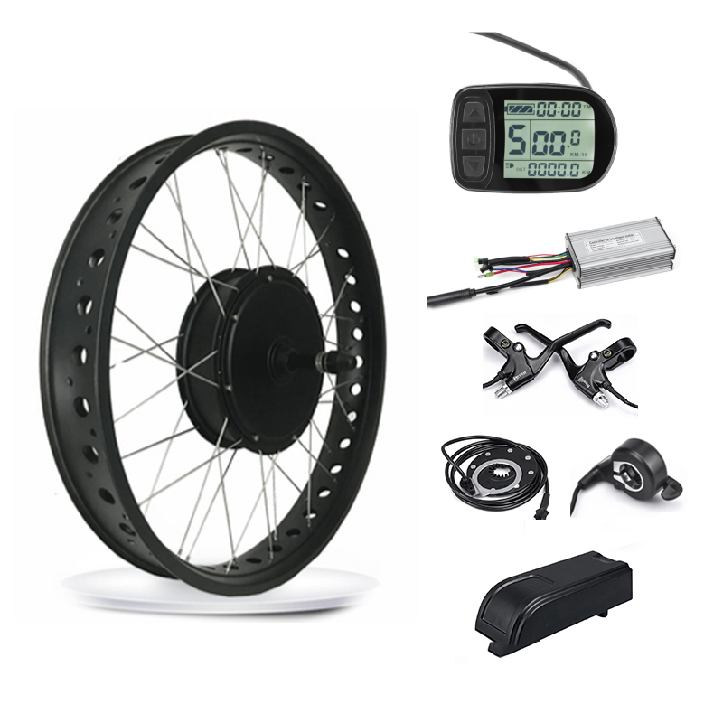 Kit Conversion Vélo Électrique LCD 1500W 26 Neige E-bike Moyeu Roue