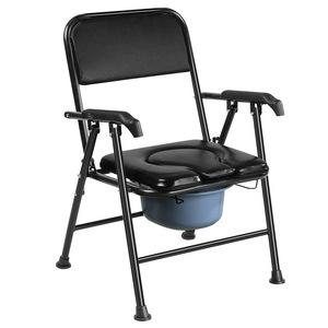 Grande chaise de toilette pliable avec accoudoirs et pot pour personnes âgées, usage hospitalier - Product Image 1