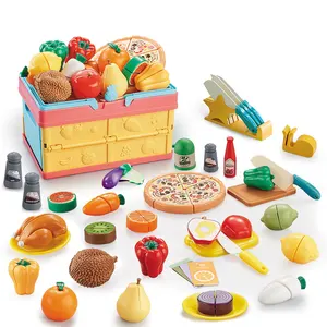 नया आगमन 41PCS कटिंग पेटेंड फल सब्जियां, भंडारण टोकरी के साथ रसोई के खिलौने पकाती हैं