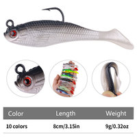 8cm 10g poisson mandarin perche insecte lumineux appât souple avec crochet en T bouche armée conception inversée pour la pêche en mer d'eau douce