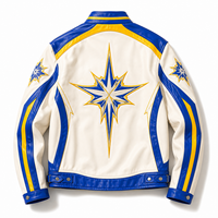 Blouson Moto en Cuir PU Color Block Personnalisé pour Homme, Col Montant, Style Biker, Broderie Logo Personnalisée pour Marque Urbaine OEM