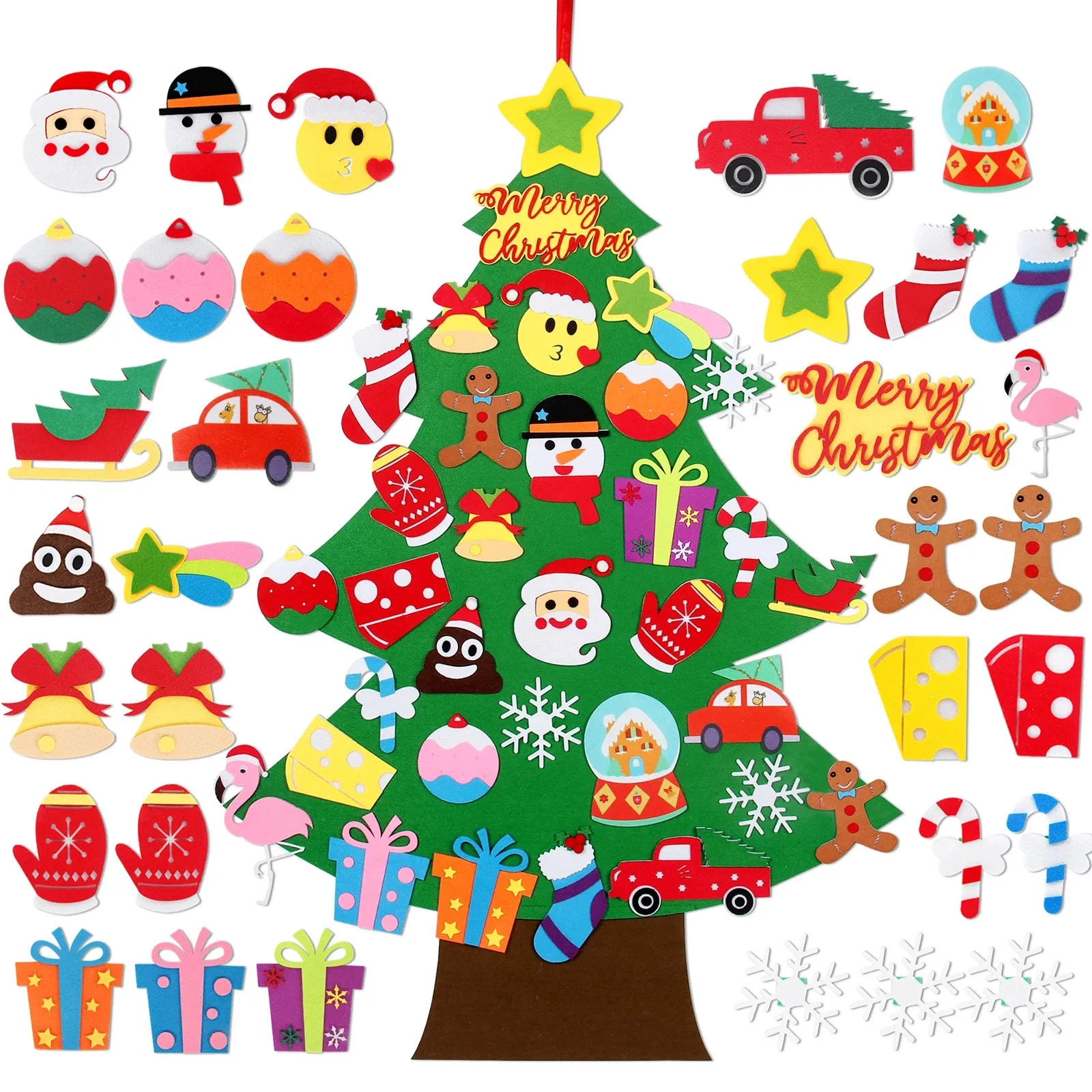 Sample Free Felt Children's Handmade DIY Christmas Tree Toys Christmas Home Decor Window Any Paste Display Christmas Gifts