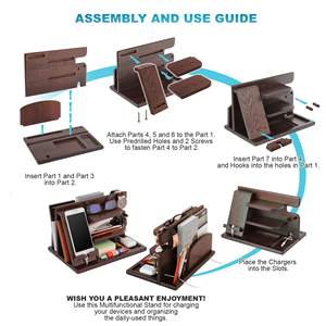 Base de Madera para Teléfono, Organizador de Llaves, Cartera y Reloj, Soporte para Teléfono de Madera - Product Image 3