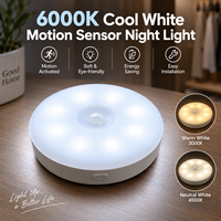 Veilleuse LED à détecteur de mouvement, 3 températures de couleur (3000K, 4500K, 6000K), rechargeable, lampe de nuit intérieure pour chambre, couloir, escalier