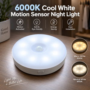 Veilleuse LED à détecteur de mouvement, 3 températures de couleur (3000K, 4500K, 6000K), rechargeable, lampe de nuit intérieure pour chambre, couloir, escalier - Product Image 1
