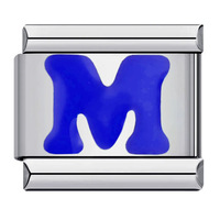 Bracelet modulaire italien en acier inoxydable bleu avec 26 lettres initiales, extensible, breloques interchangeables, accessoires faits main DIY