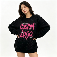 Sweat à capuche personnalisé de haute qualité en molleton 100 % coton, écologique, brodé, avec imprimé strass, doublé, style hip-hop pour femme