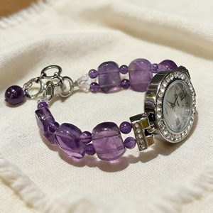 Montre-bracelet pour femme en améthyste, style nouveau, avec breloque 'Fire' à neuf perles, modèle de niche - Product Image 6