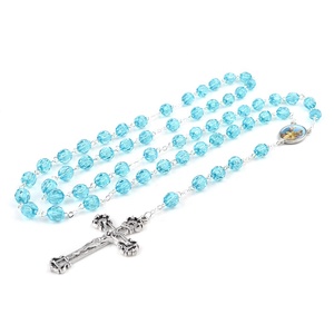 Collier <span class=keywords><strong>de</strong></span> perles acryliques, chapelet avec croix, <span class=keywords><strong>famille</strong></span> religieuse, pastoral, 8mm - Product Image 5