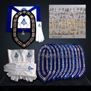 Delantal Bordado de Maestro Masón Personalizado, con Diseño de la Baseación de la Logia Azul, en Tela de Imitación de Cuero, con Cuello de Cuero y Bordado de Punto de Cruz - Product Image 2