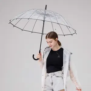 雨と晴れのための透明な広告ビジネス傘カスタムプリントロゴストレート傘防風大きな傘