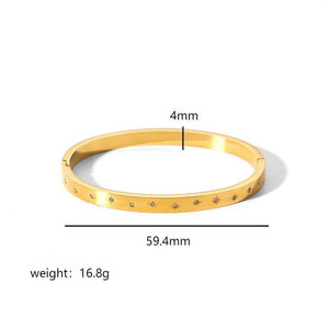 กำไลข้อมือแฟชั่นสแตนเลสสตีล 316L ชุบทอง 14k 18k ประดับเพชร CZ แบรนด์ดีไซเนอร์สำหรับผู้หญิง - Product Image 6