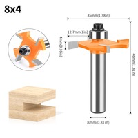 Fresa de ranurado para madera de 8 mm con vástago de carburo, 4 dientes, con rodamiento para recortar y grabar madera