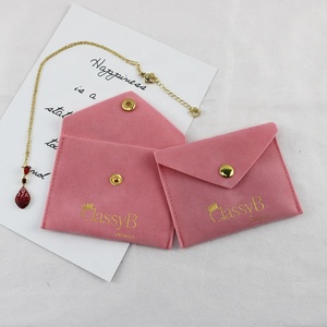 Pochette de présentation de bijoux en velours personnalisée Luda, en microfibre et faux daim, avec rabat, pour colliers et boucles d'oreilles, sac d'emballage de bijoux avec logo - Product Image 1