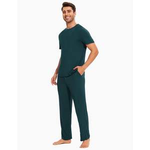 Conjunto de Pijama de Bambú y Viscosa Personalizado para Hombre, Manga Corta, Cuello Redondo, Ropa de Dormir con Bolsillos, Suave, Transpirable y Cómodo - Product Image 2