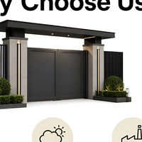 Portail d'entrée moderne en aluminium gris avec auvent, certifié CE, résistant aux UV, sur mesure, thermolaqué, antirouille, pour villa, OEM