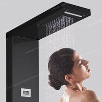Système de robinet de douche à cascade numérique à LED en acier inoxydable poli chromé Colonne de douche à effet pluie pour hôtel