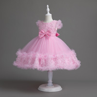 Robe d'anniversaire de princesse pour petite fille mignonne de 3 ans, fête d'été, style élégant rose, demoiselle d'honneur, 100% coton, volants