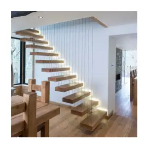 Inside Stair Modern House Residential Steel Stairs/ Floating Straight Staircase with Carbon Steel