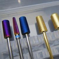 Ensemble de forets à ongles en tungstène revêtus de violet/or/bleu 4XC 5XC, accessoires pour perceuse à ongles
