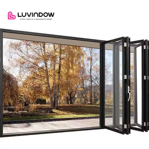 Mỏng Khung Lớn Xem Bên Ngoài Đôi Tráng Men Ba Ra Tấm Cửa Bi Gấp Kính Nhập Cửa Sổ Và Cửa Ra Vào - Product Image 1