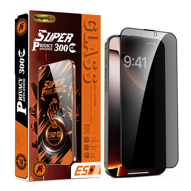 ESD 9H Hardness Privacy Anti-fingerprint Tempered Glass Mobile Screen Protectors Dust Removal with Wipes