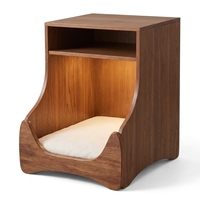 Table de chevet contemporaine en bois massif avec rangement, design durable pour chambre à coucher, appartement et salon