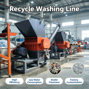 Ligne de production entièrement automatique pour le recyclage des déchets plastiques : broyage, lavage, nettoyage et séchage des films PP/PE et des flocons de bouteilles - Product Image 1