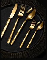 Ensemble de couverts en acier inoxydable 18/10 poli miroir avec poignée diamantée, 5 pièces, couteau, fourchette, cuillère, pour mariage