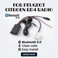 Adaptateur AUX pour voiture en plastique fabriqué en Chine, câble radio stéréo sans fil, microphone pour Peugeot 207/307/407/308 Citroën