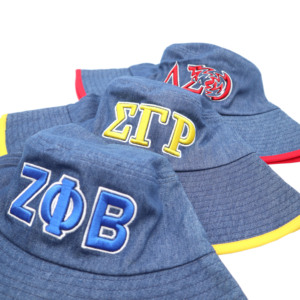 Chapeau seau pour femmes avec logo personnalisé sororité grecque seau en denim chapeau seau d'été pêcheur - Product Image 1