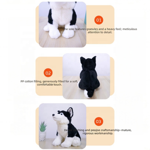 Lindo Peluche de <span class=keywords><strong>Husky</strong></span> <span class=keywords><strong>Siberiano</strong></span>, Juguete de Peluche Realista de Perro, Almohada Suave para Sofá, Muñeco de Confort, Regalos de Navidad al por Mayor - Product Image 6