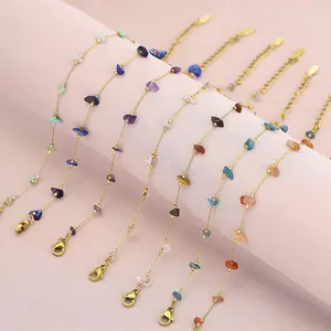 Pulseira de aço inoxidável para mulheres, pulseira banhada a ouro 18K com pedras preciosas, malaquita natural de verão, oferta imperdível