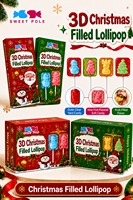 Sucettes de Noël certifiées Halal 20g, formes 3D Père Noël, Bonhomme de neige, Sapin, avec coque en bonbon dur et garniture fruitée moelleuse, pour les fêtes