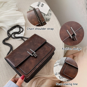 Trendy Fashion Lady PU Leather Women Purse and <strong>Handbags</strong> With <strong>Chain</strong> Retro Women's <strong>Designer</strong> <strong>Handbag</strong> Purses for Girls - Product Image 3