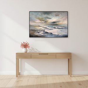 Cuadro Moderno con Paisaje Marino en Tonos Neutros, Arte <span class=keywords><strong>de</strong></span> <span class=keywords><strong>Pared</strong></span> Enmarcado <span class=keywords><strong>para</strong></span> Sala <span class=keywords><strong>de</strong></span> Estar y Espacios Comerciales - Product Image 5