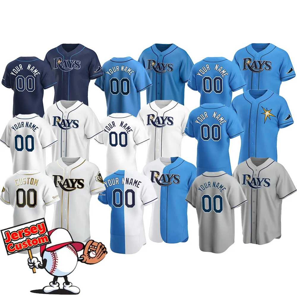 2022 New Men's Tampa Bay Rays 00 Custom 39 Kevin Kiermaier 5 Wander Franco 12 Francisco Lindor Stitched S-5xl Baseball Jersey