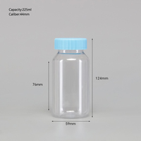 Bouteille de stockage de comprimés et de capsules de vitamines en plastique transparent de 225 ml, fabrication chinoise, vente en gros