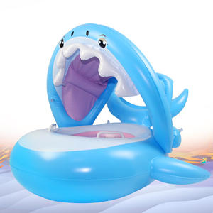 B01 Summer Fun Infant Pool Float PVC Baby Swimming Ring <span class=keywords><strong>Flotador</strong></span> para niños pequeños con dosel inflable Shark para 6-36 meses para niños - Product Image 2