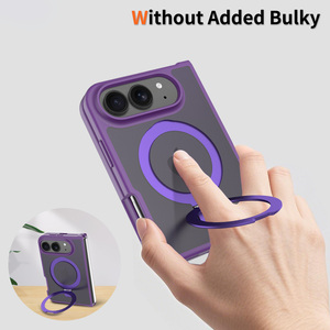 Étui pour <span class=keywords><strong>iPhone</strong></span> 18 Fold de qualité supérieure, couleur violette, toucher doux, avec 120 [unités/points/téléphones] °   Support de téléphone portable magnétique antichoc personnalisé avec anneau de support - Product Image 6